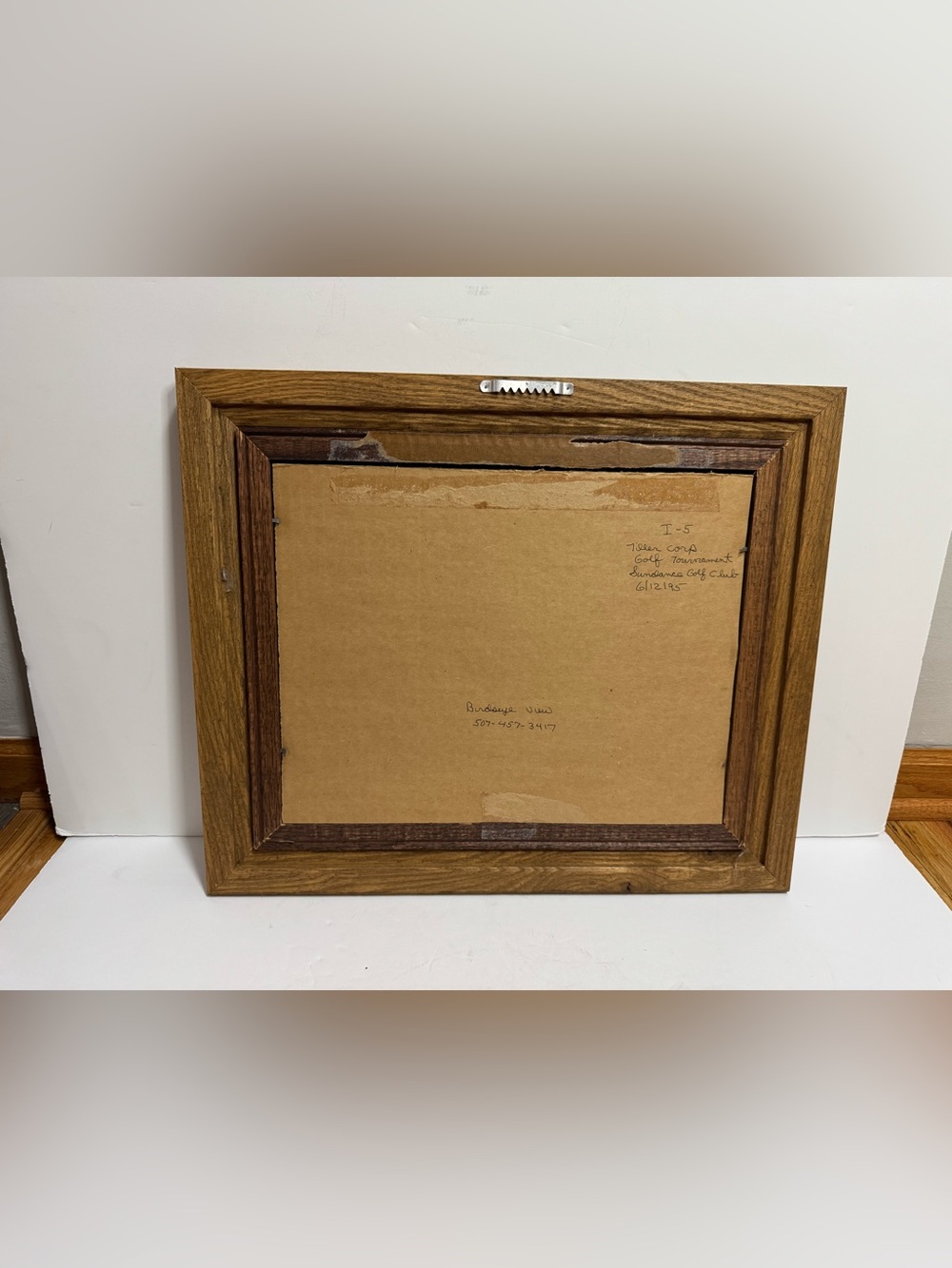 Vintage Multi-Tiered Wood Frame with Textured Burlap Border - Picture 3 of 3